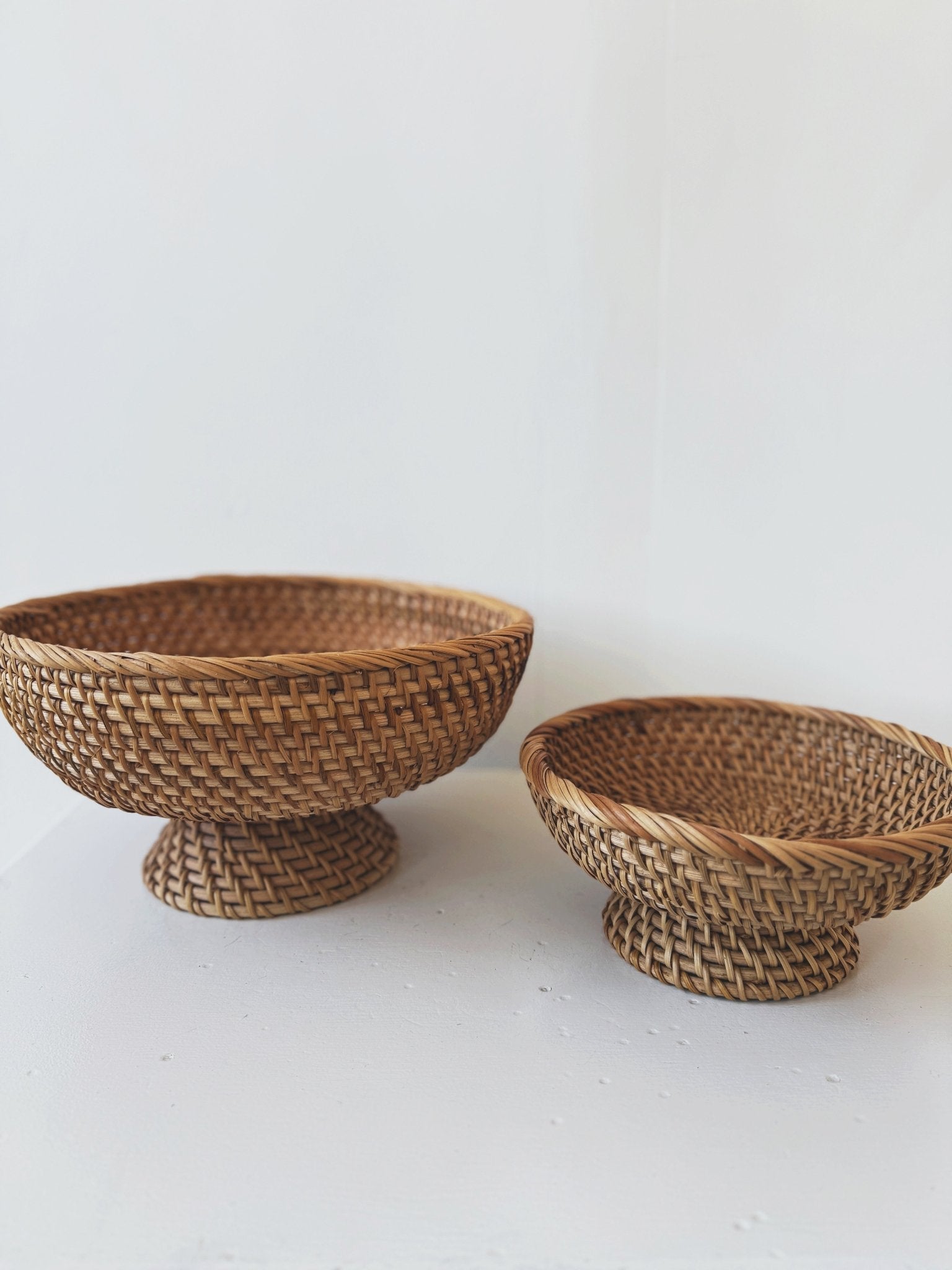Hand-Woven Rattan Footed Bowls