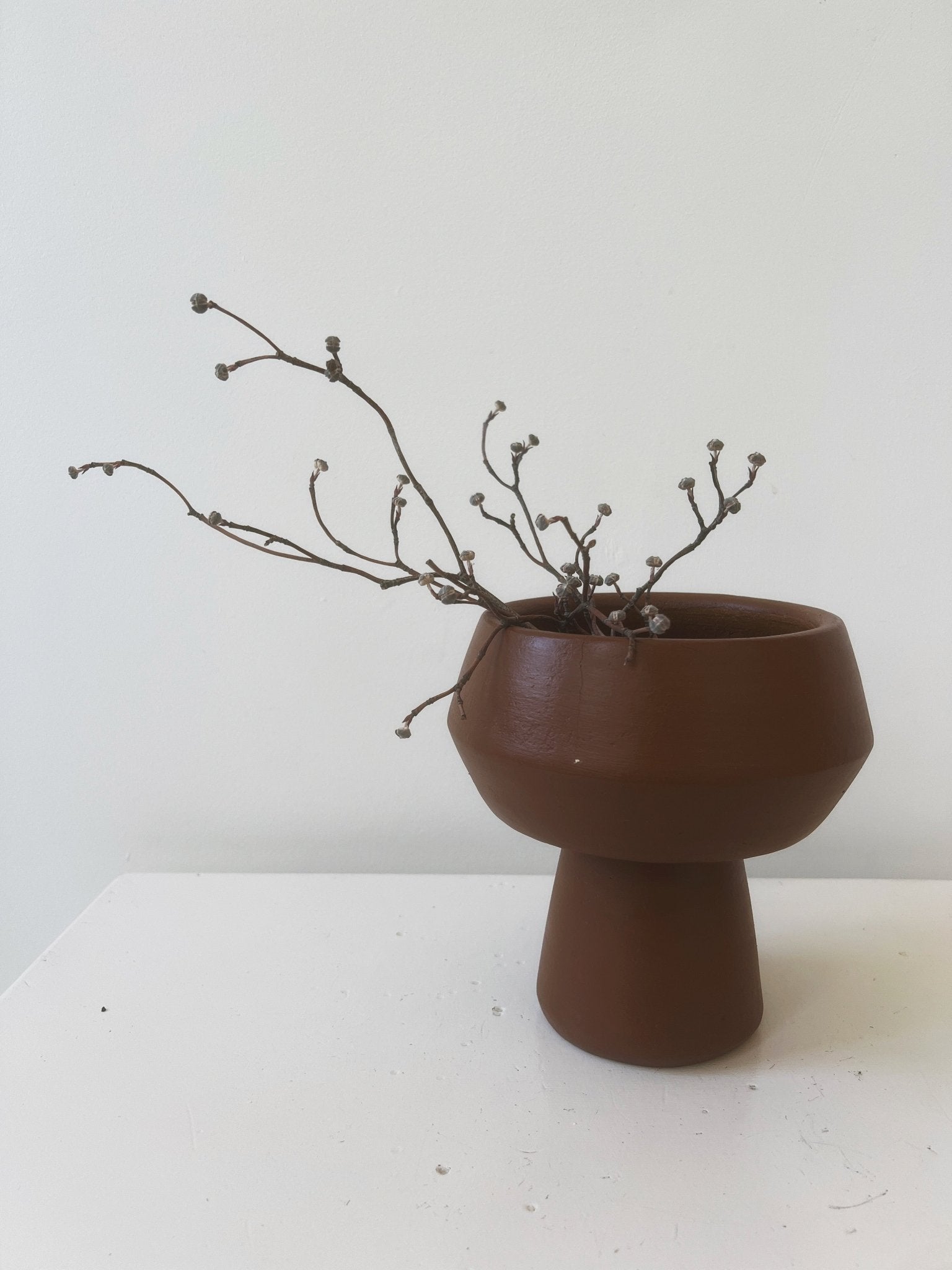 Handmade Terracotta Footed Vase