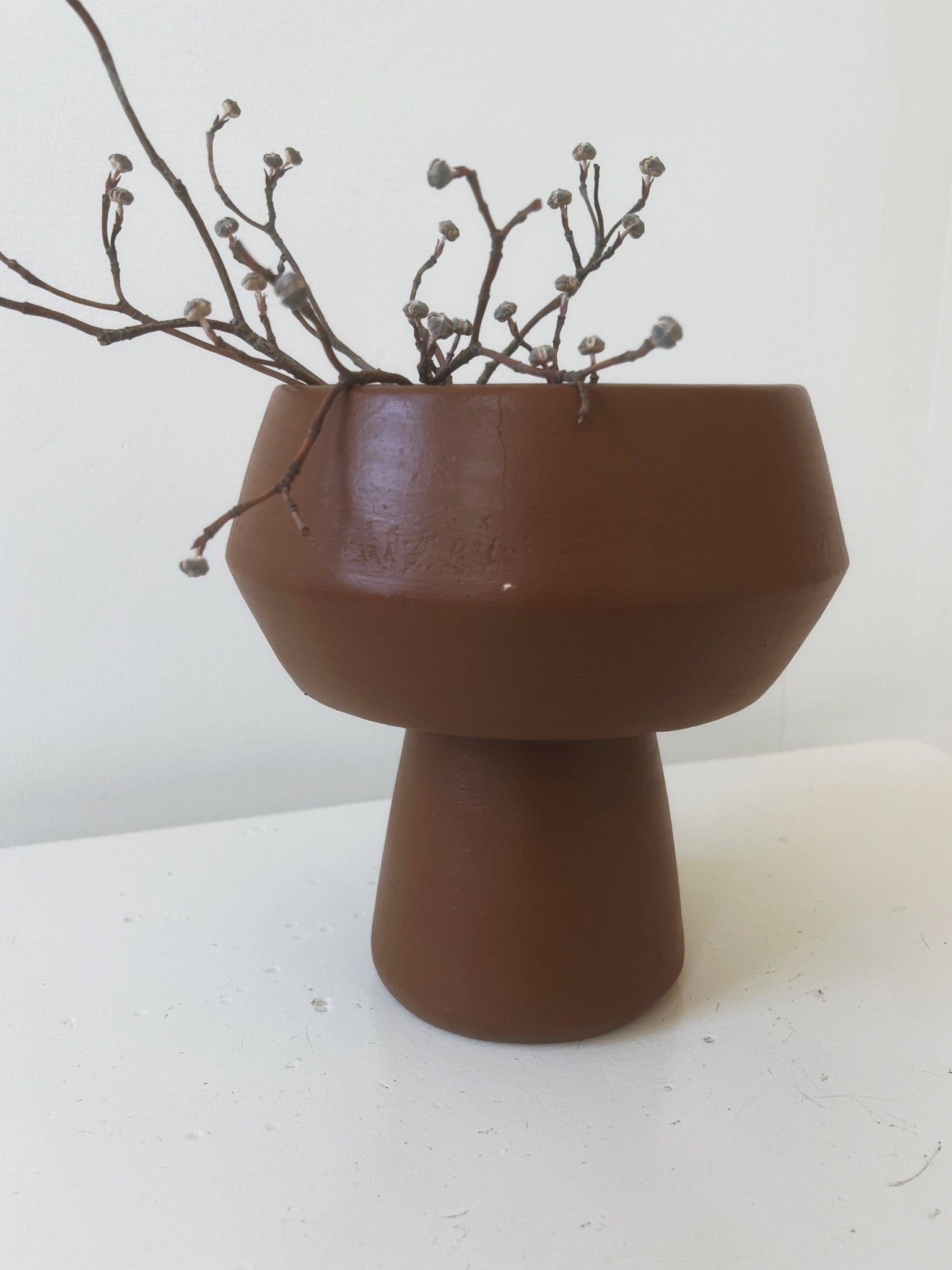 Handmade Terracotta Footed Vase
