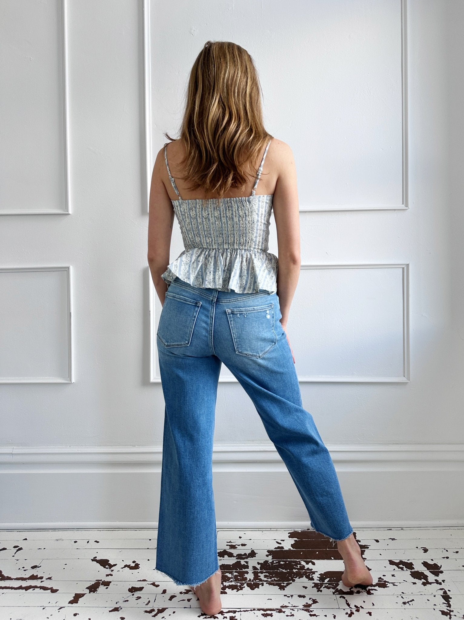 High Rise Raw Hem Crop Denim - FINAL SALE