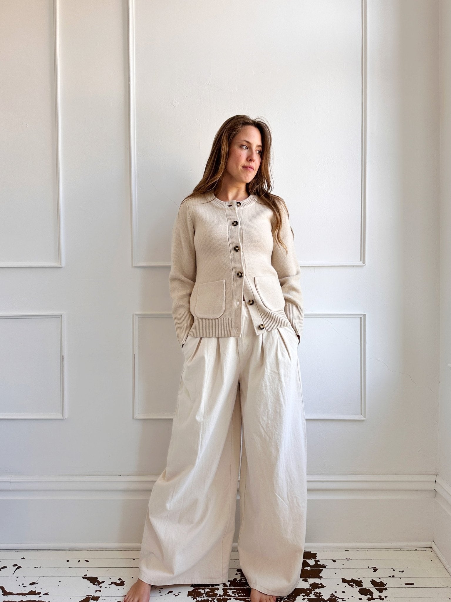 High Waisted Pleated Twill Pants - FINAL SALE