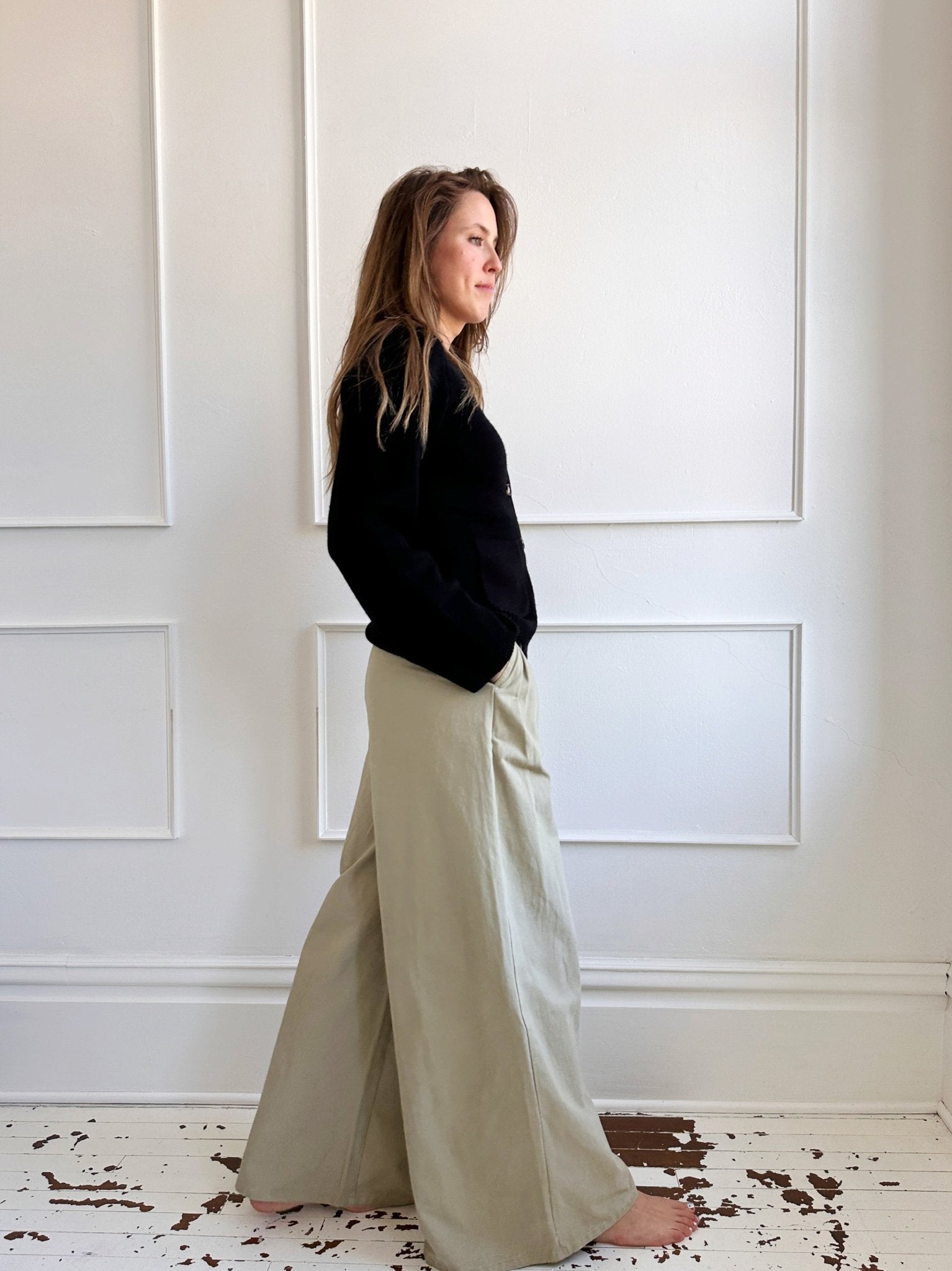 High Waisted Pleated Twill Pants - FINAL SALE