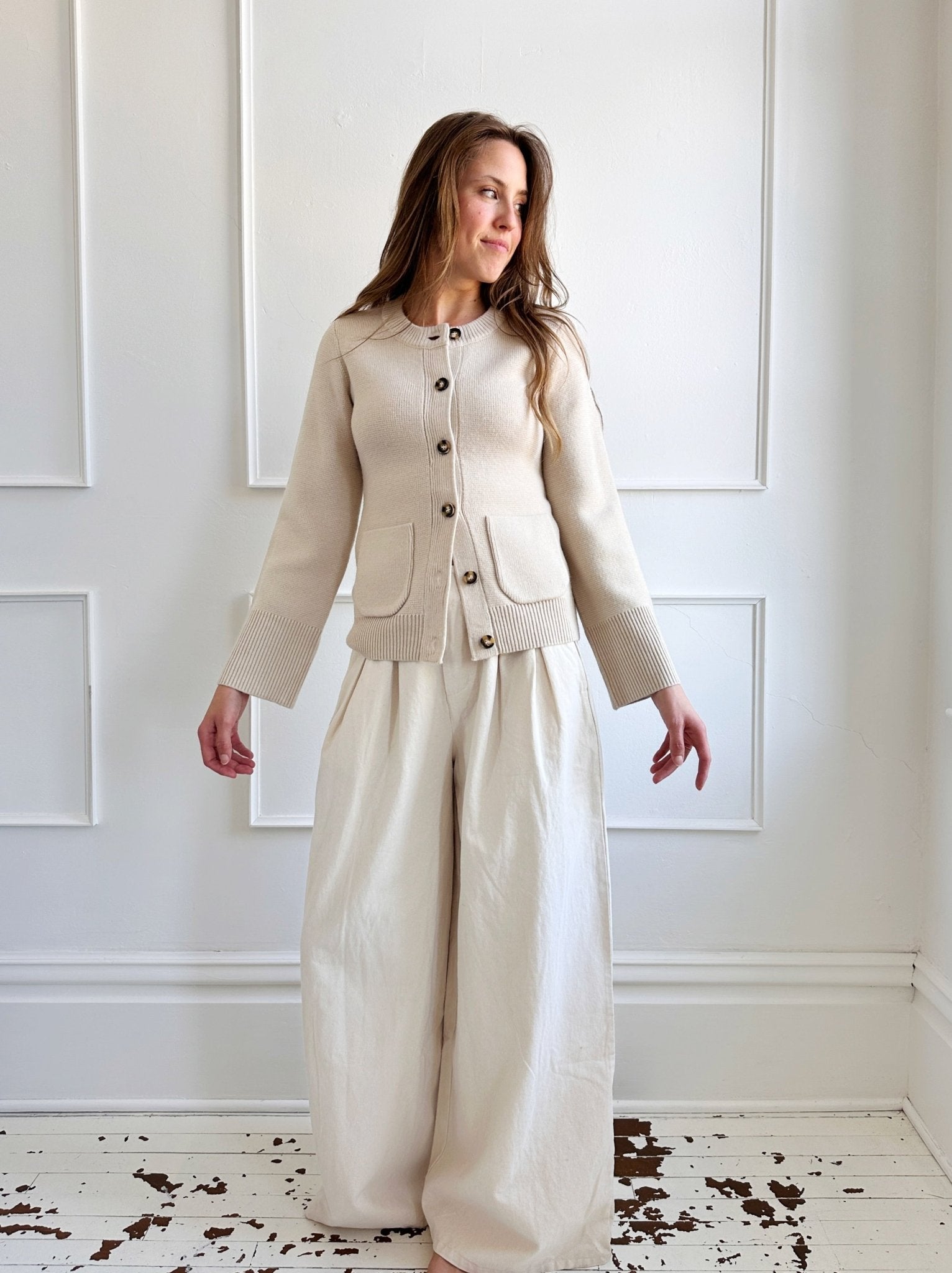 High Waisted Pleated Twill Pants - FINAL SALE
