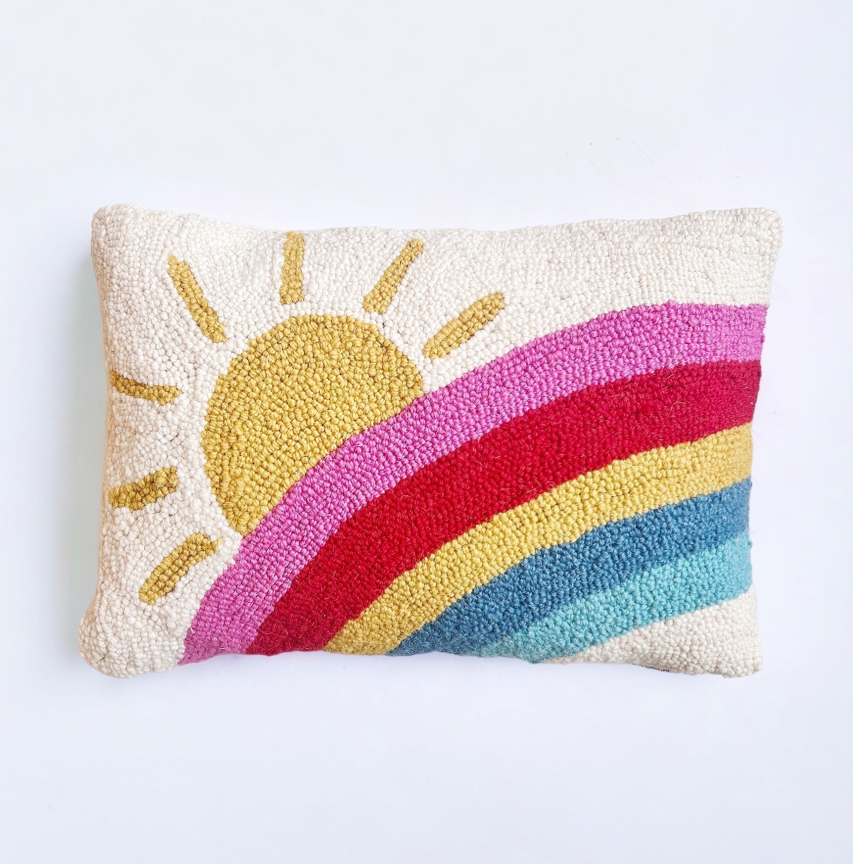 Hooked Rainbow Sunshine Pillow