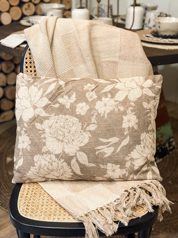 Sepia Floral Lumbar Pillow