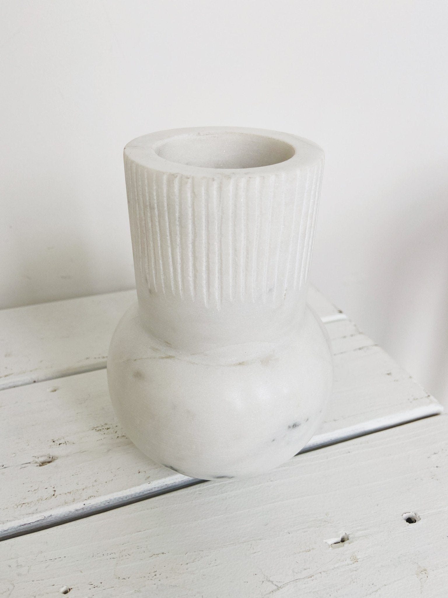 Marble Vase w/ Carved Pattern
