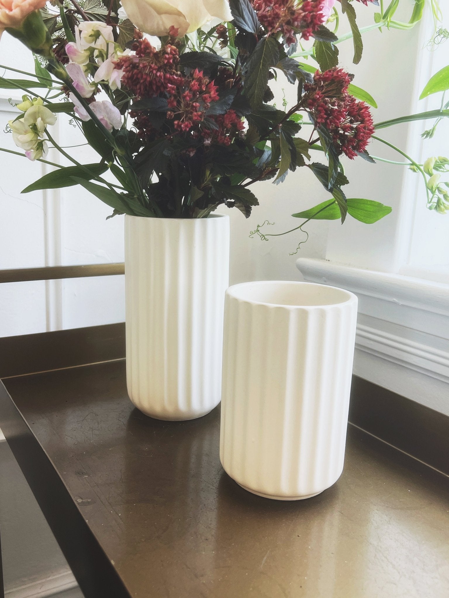 Matte Fluted Cylinder Vase