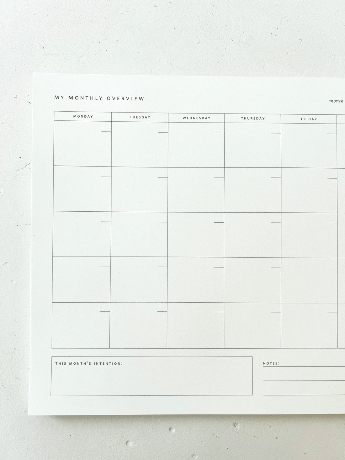 Monthly Overview Notepad