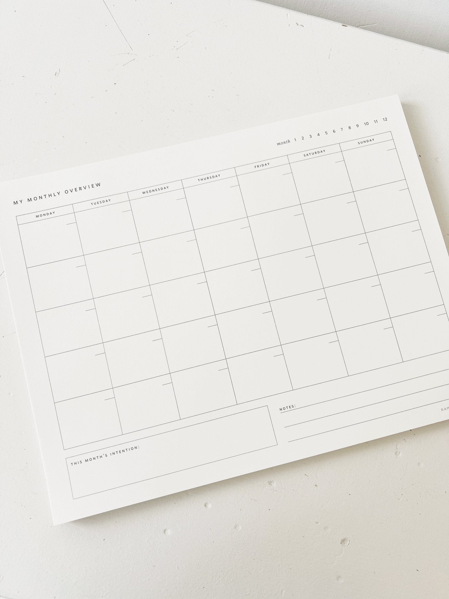 Monthly Overview Notepad