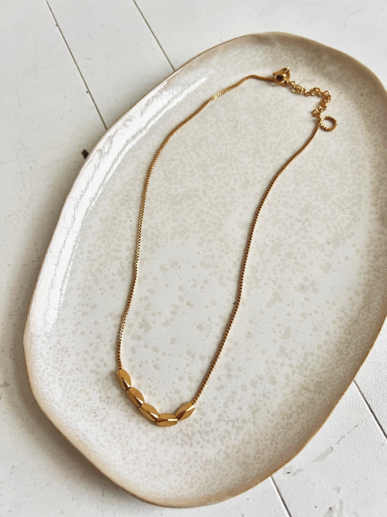 Pebble Bead Necklace, Gold Plated