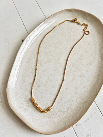 Pebble Bead Necklace, Gold Plated