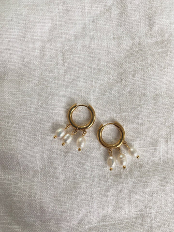 Petite Pearl Dangle Earring, Gold Plated