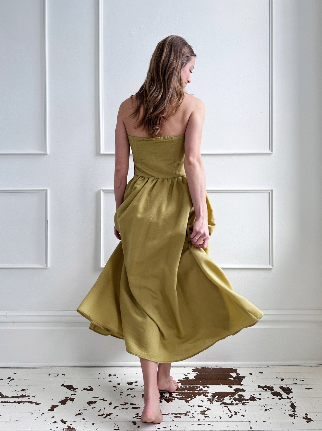 Pleated Strapless Maxi Dress