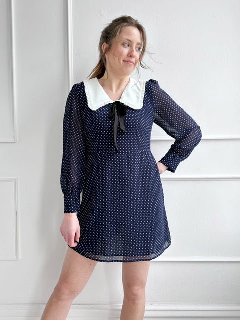 Polka Dot Dress w/ Frill Collar