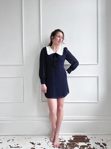 Polka Dot Dress w/ Frill Collar
