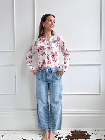Railroad Stripe Barrel Denim - FINAL SALE