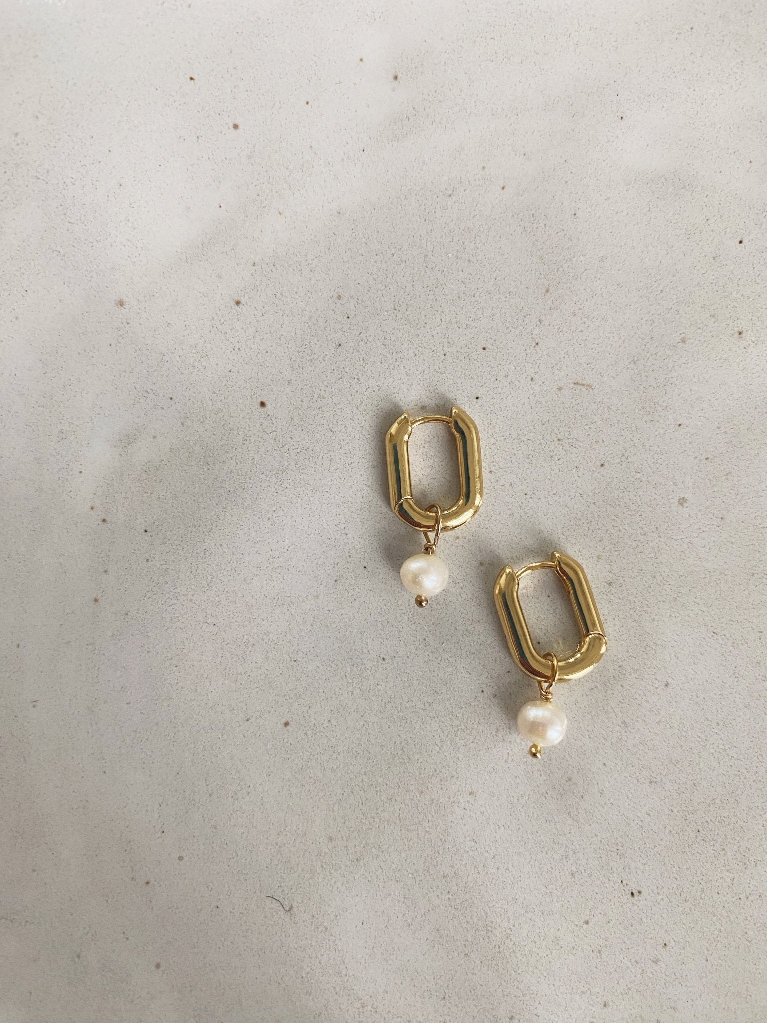 Remi Pearl Hoops, Gold Plated