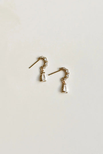 Rhinestone Pave Huggie Drop Earrings