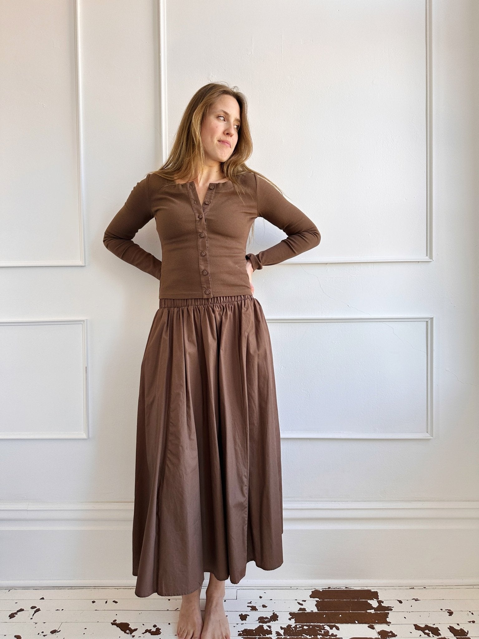 Ribbed Tee w/ Button Front - FINAL SALE