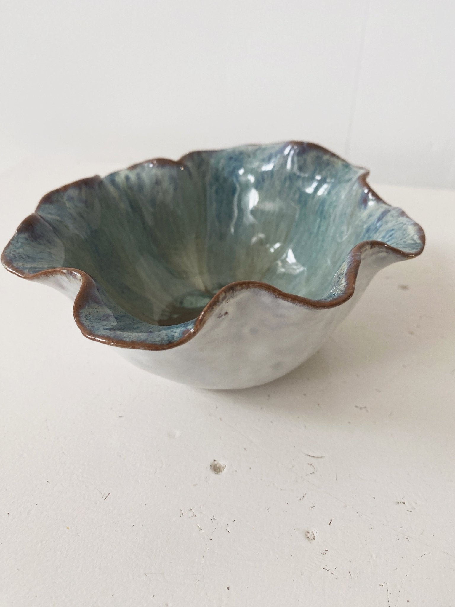Ruffled Bowl W/ Reactive Glaze