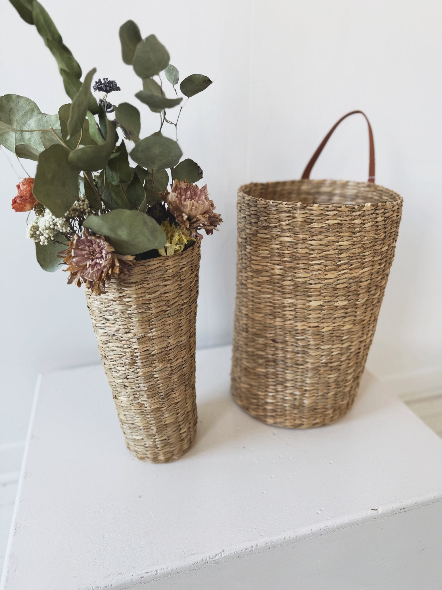 Skinny Woven Basket w/ Handle