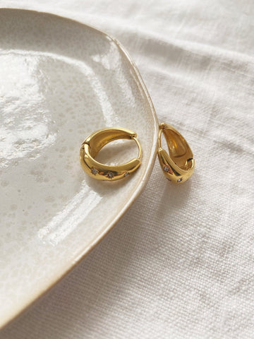Star Hoop Earring, Gold Plated - Non-Tarnish