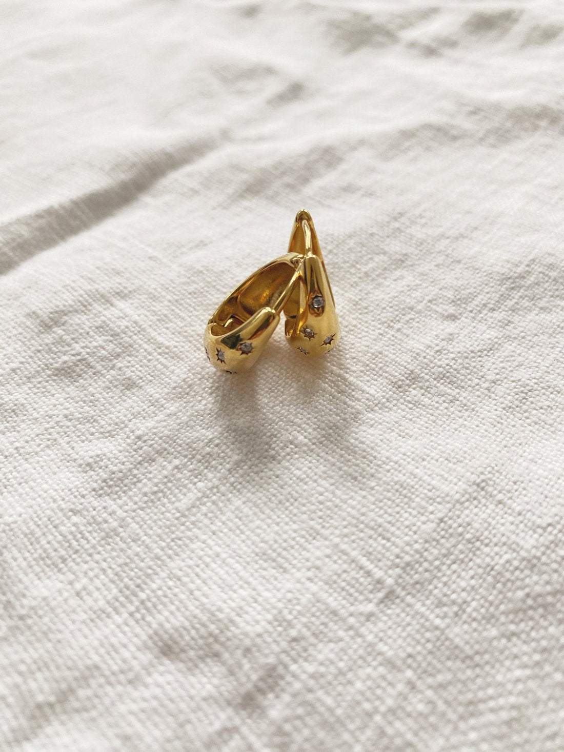 Star Hoop Earring, Gold Plated - Non-Tarnish