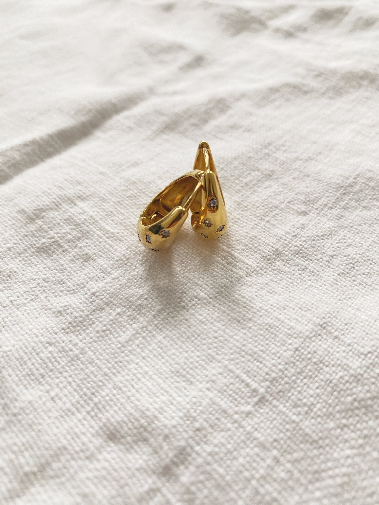 Star Hoop Earring, Gold Plated - Non-Tarnish