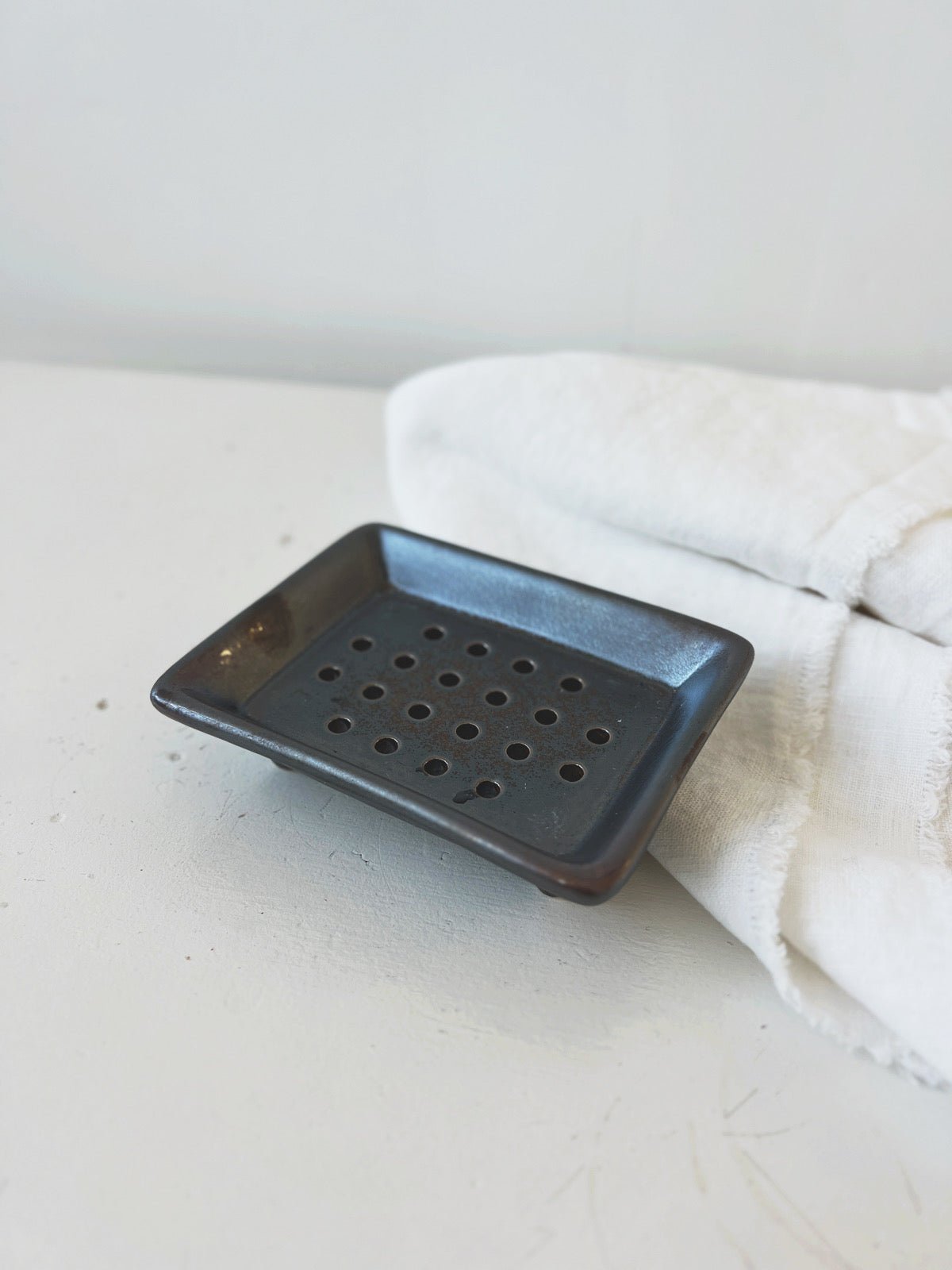 Stoneware Footed Soap Dish