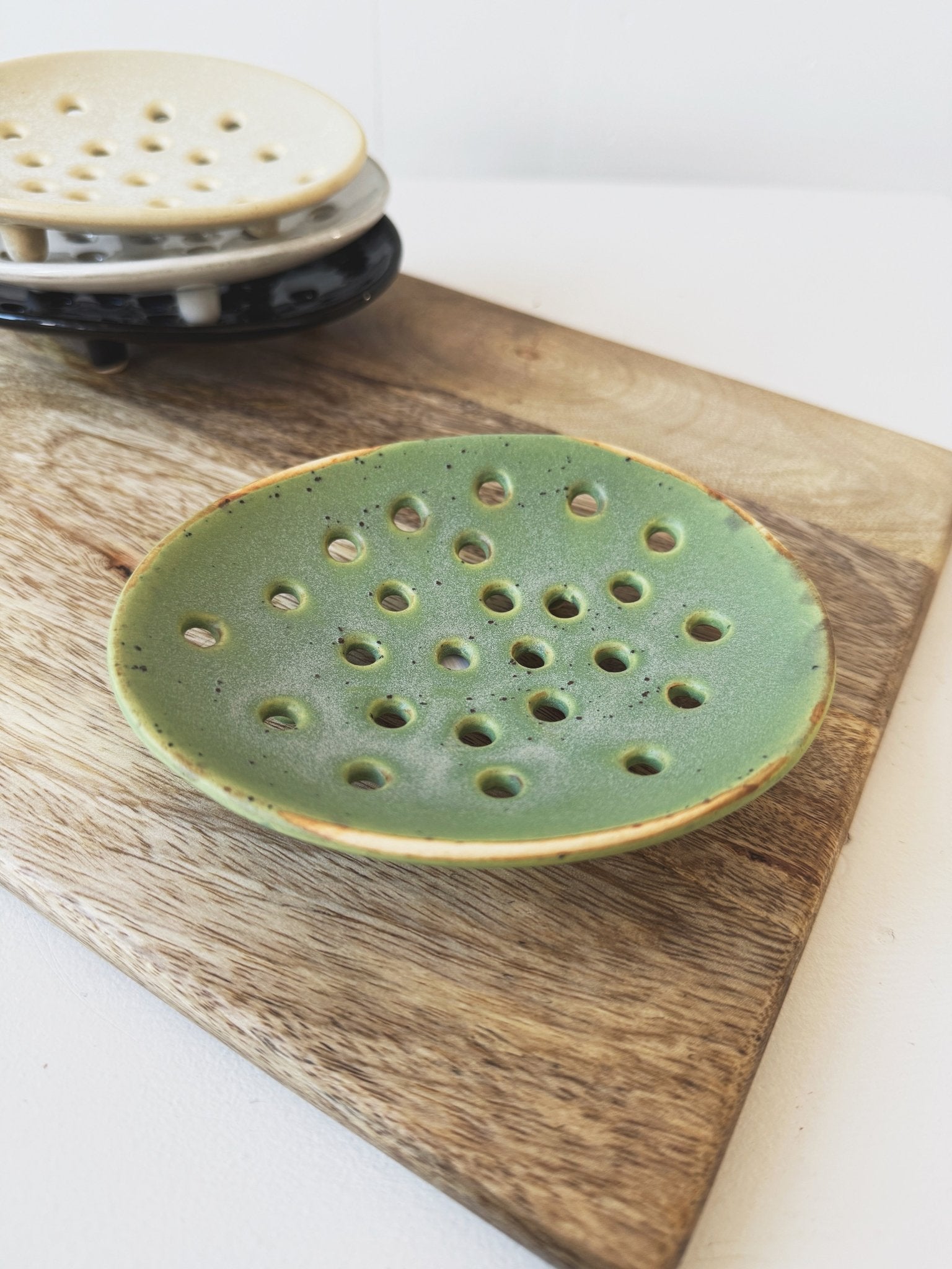 Stoneware Footed Soap Dish