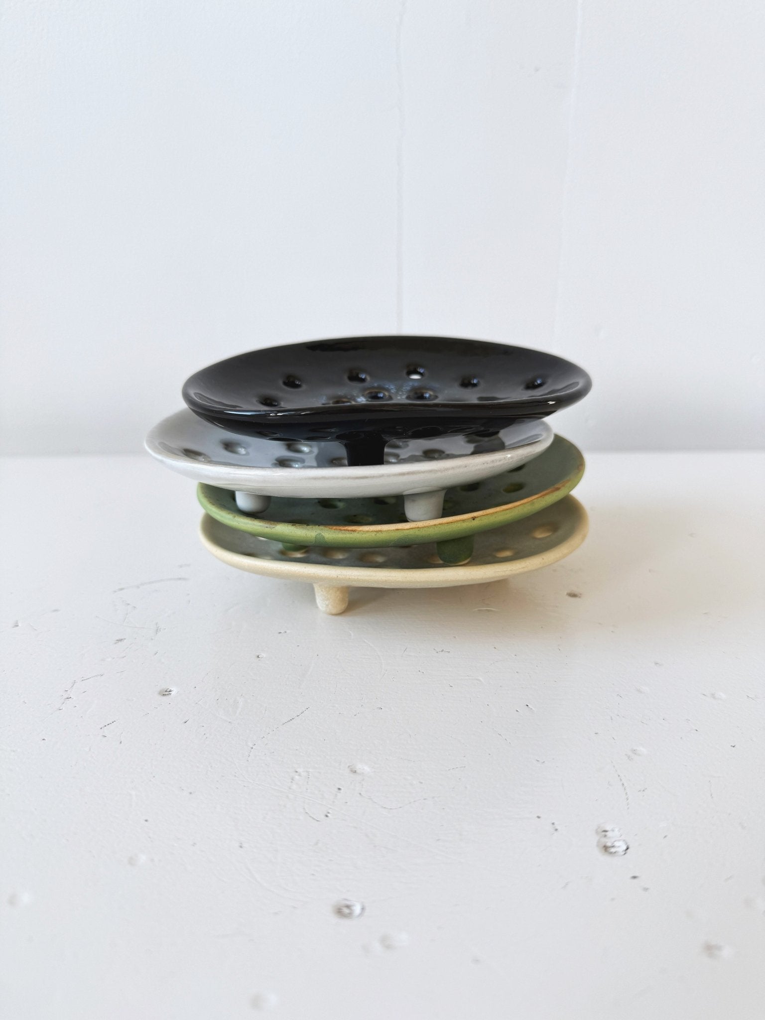 Stoneware Footed Soap Dish
