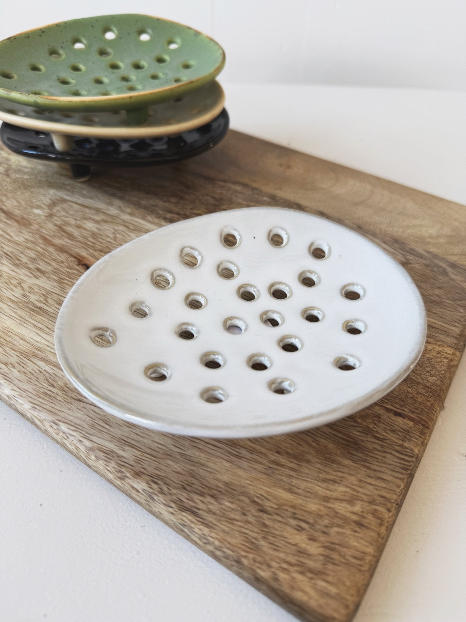 Stoneware Footed Soap Dish
