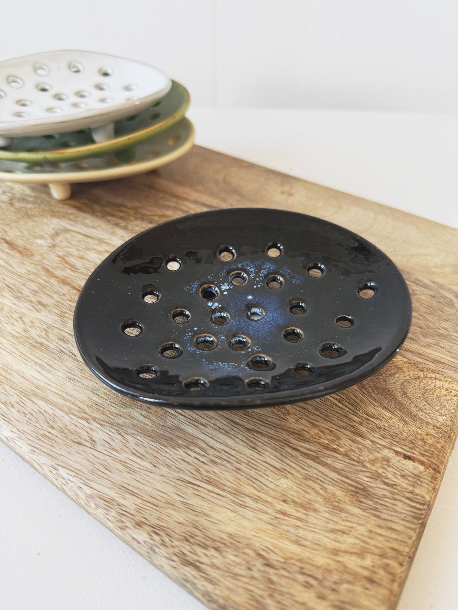 Stoneware Footed Soap Dish