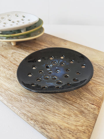 Stoneware Footed Soap Dish