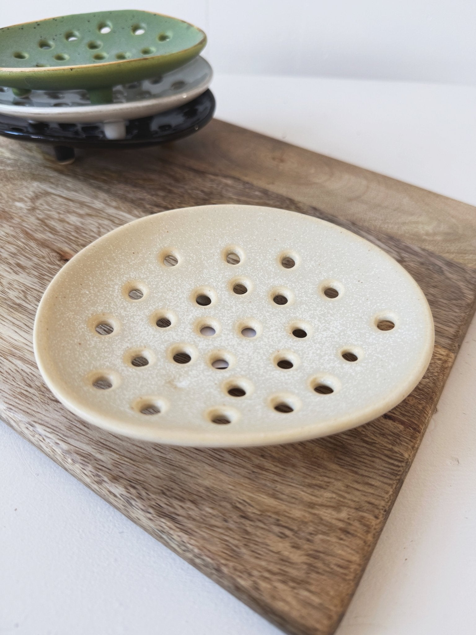 Stoneware Footed Soap Dish
