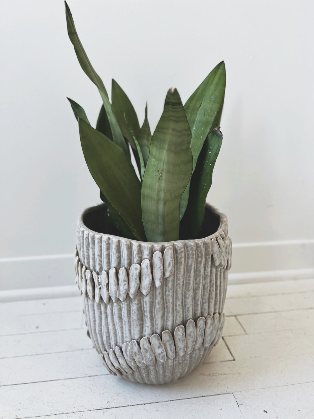 Stoneware Pleated Planter