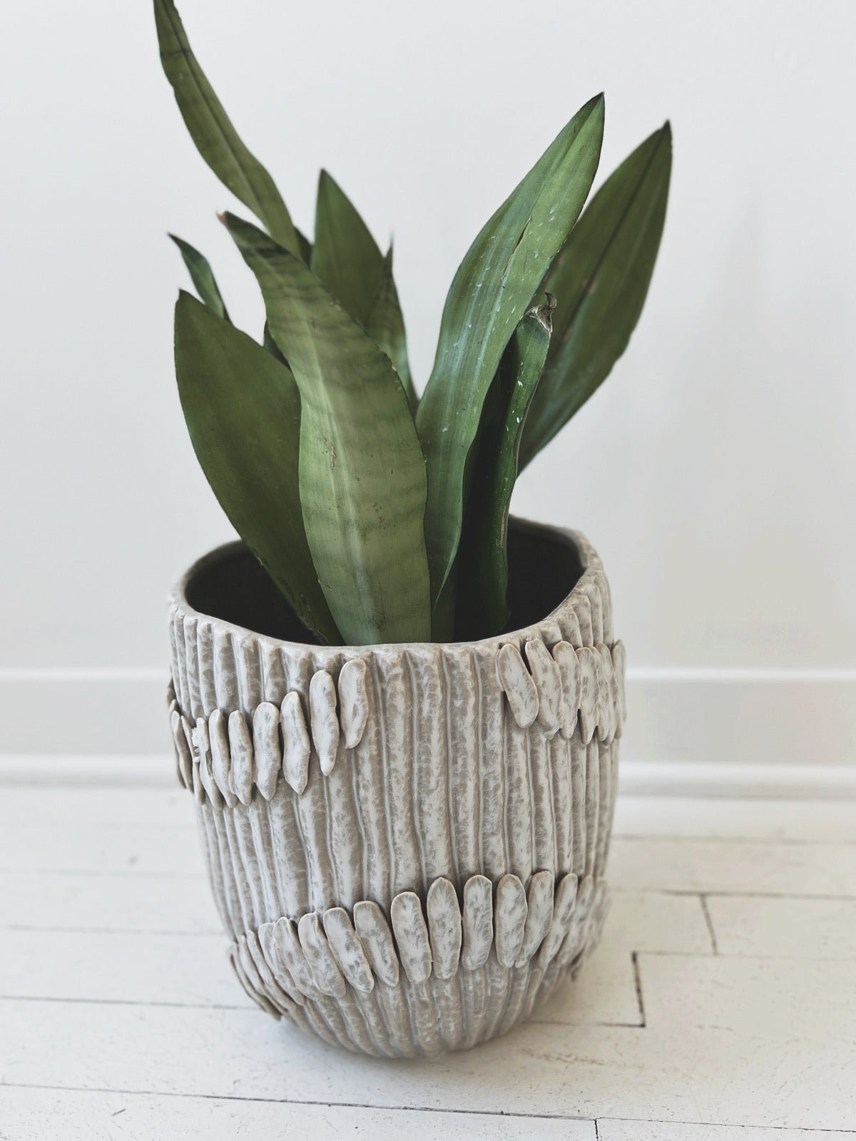 Stoneware Pleated Planter