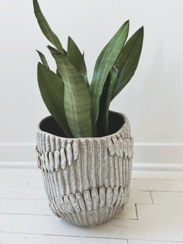 Stoneware Pleated Planter