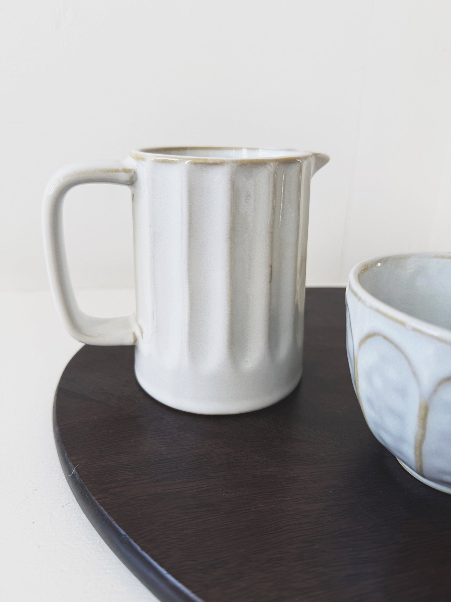 Stoneware Ribbed Creamer Pitcher
