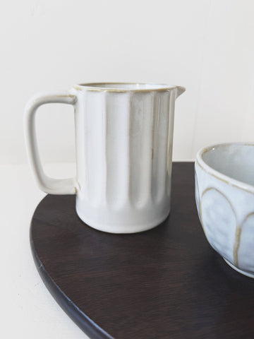 Stoneware Ribbed Creamer Pitcher