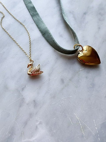 Swan Necklace, Gold Plated