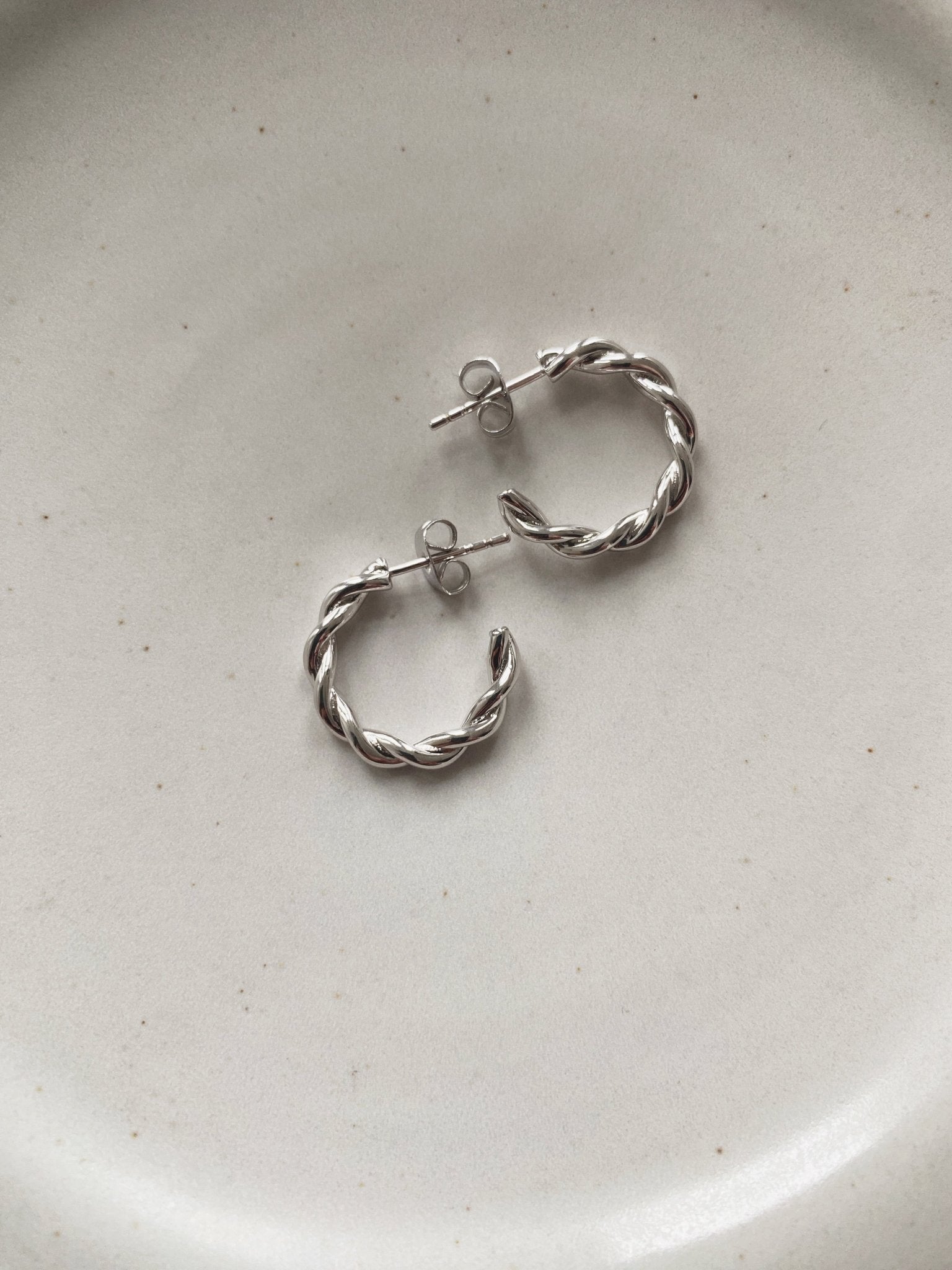 Thick Twist Hoops, Gold Plated