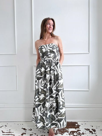 Tropical Strapless Maxi Dress