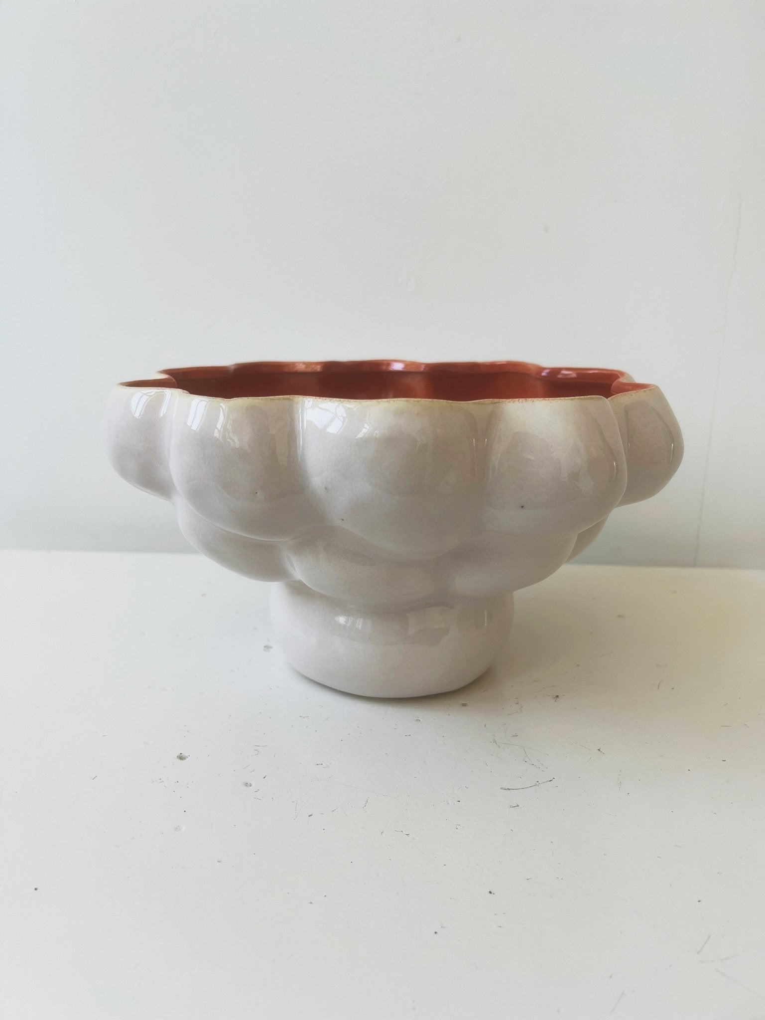 Two-Toned Formed Stoneware Footed Bowl