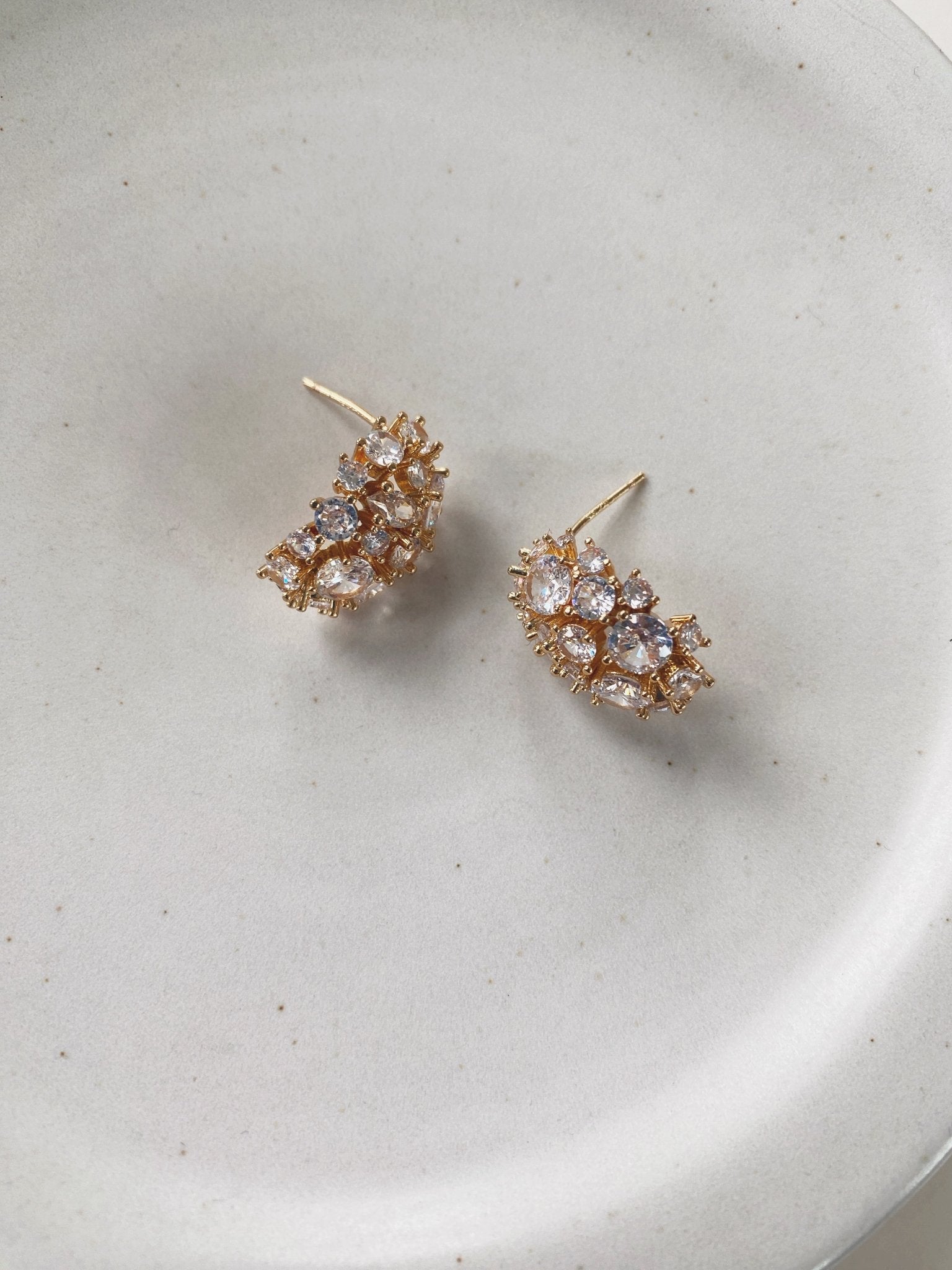 Vintage-Inspired Gemstone Studs, Gold Plated