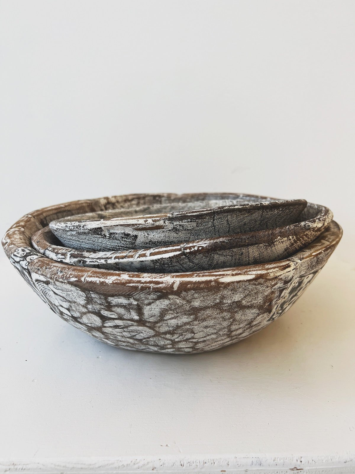 White Wash Vintage Bowl