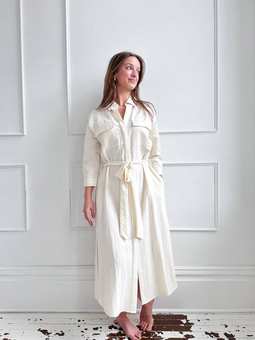 Woven Tie Waist Midi Dress