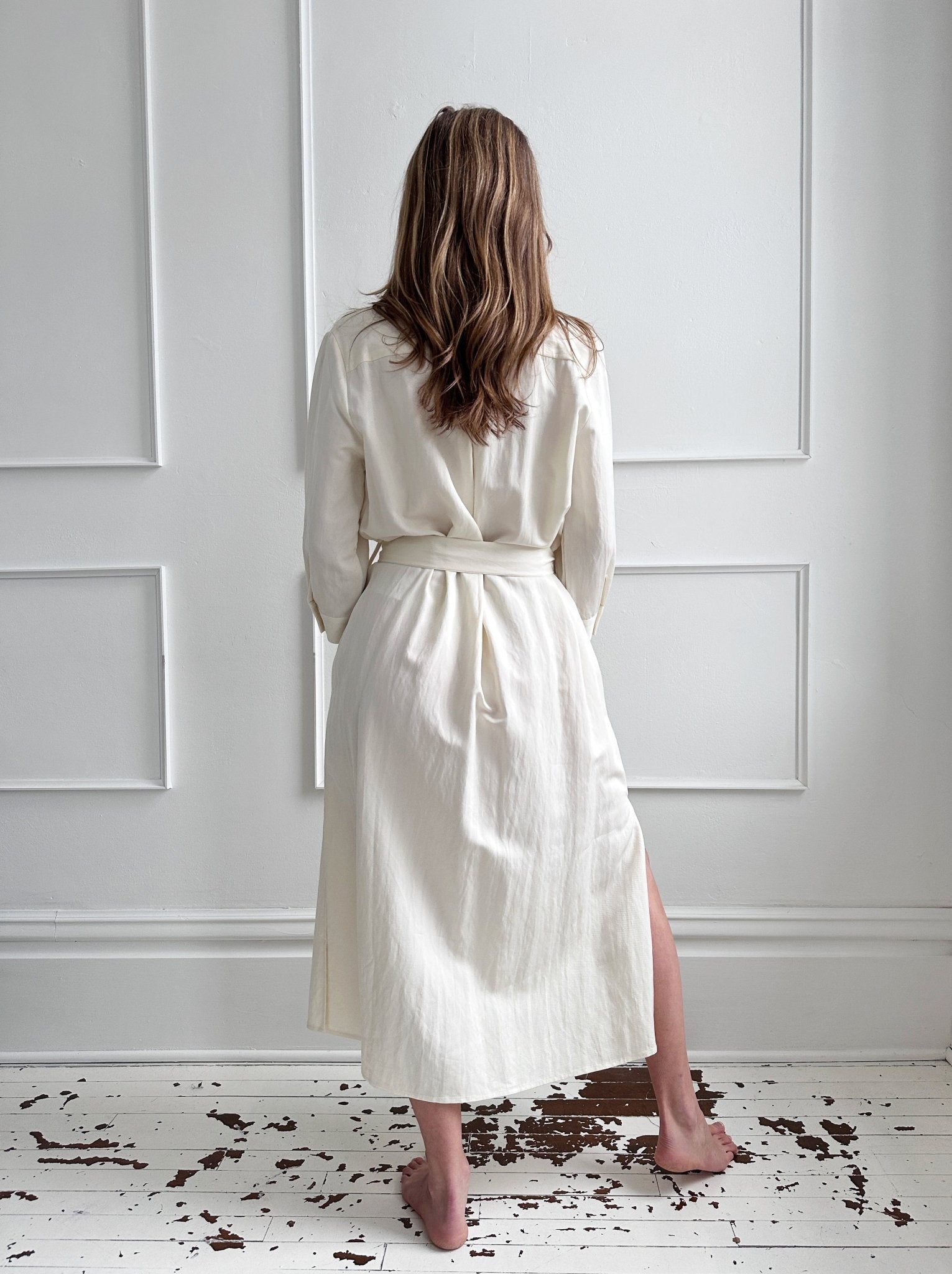 Woven Tie Waist Midi Dress